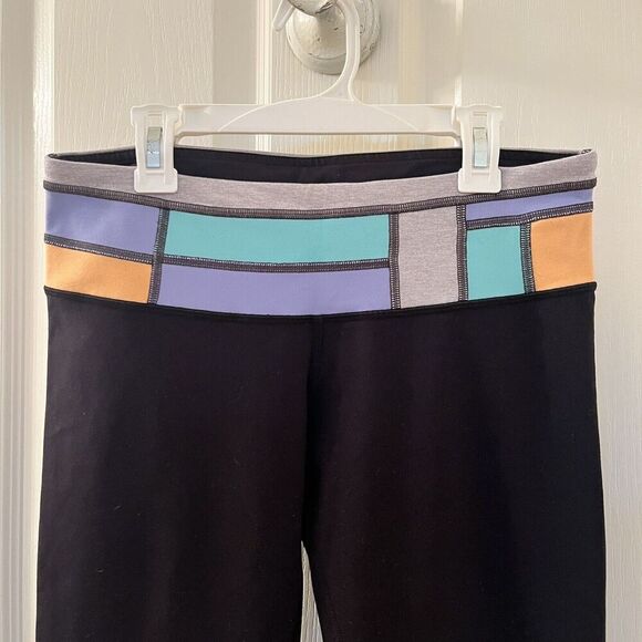 Lululemon Wunder Under Reversible Black Quilt Spring Leggings Full Length Size 8 - Picture 5 of 16